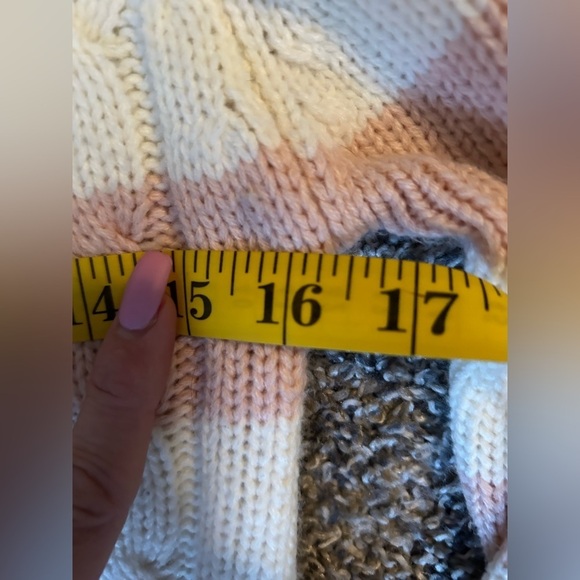5/$25 Adorable pink and white wide striped sweater with oversized neck size XS-S - Picture 5 of 7
